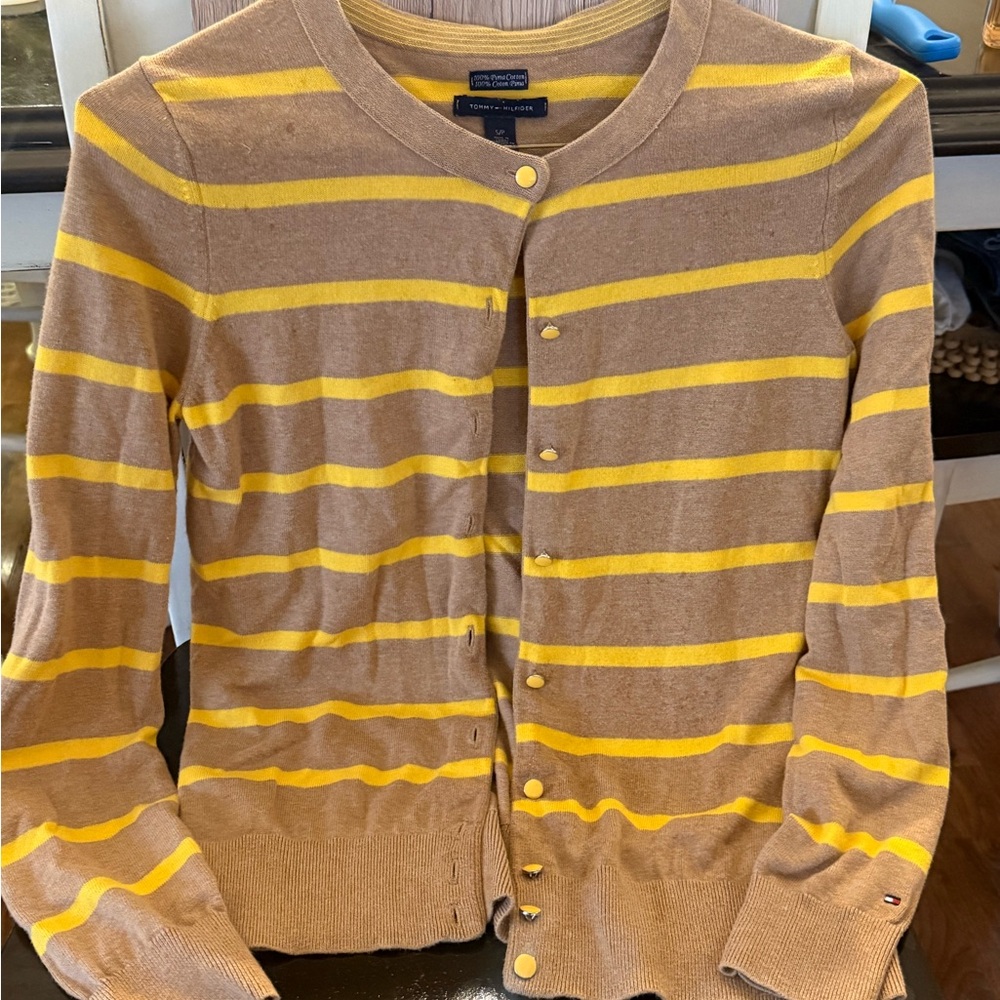 Tommy Hilfiger Yellow and Brown Striped Knitwear